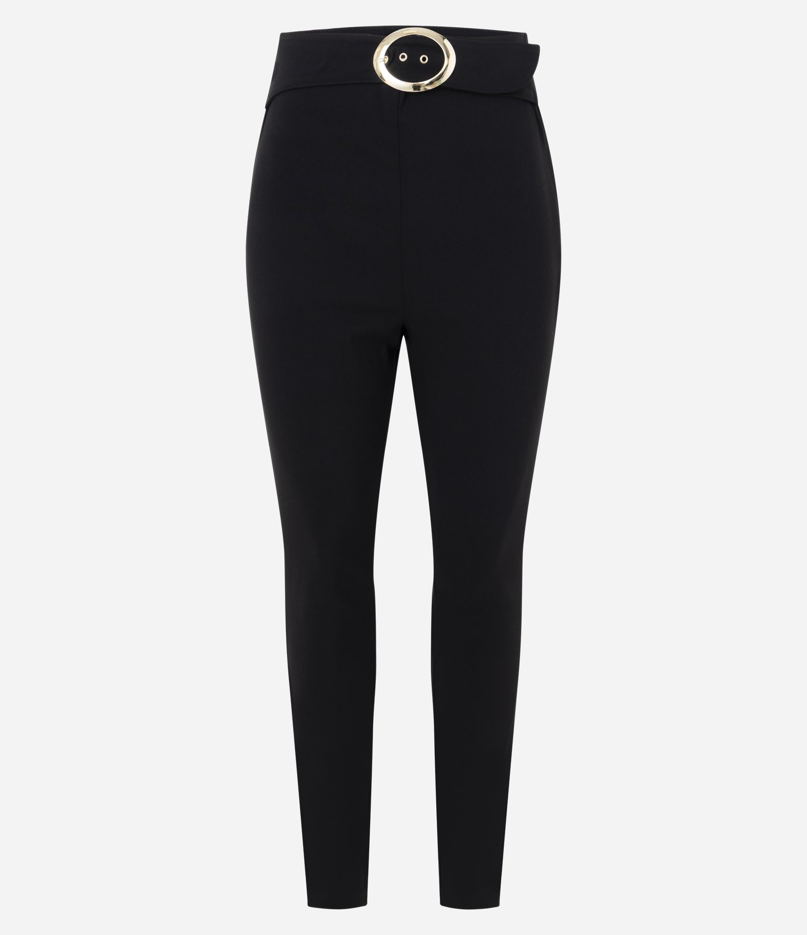 Calça Legging em Bengaline com Cinto Fivelado Preto 1