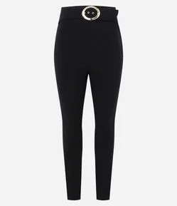 Calça Legging em Bengaline com Cinto Fivelado