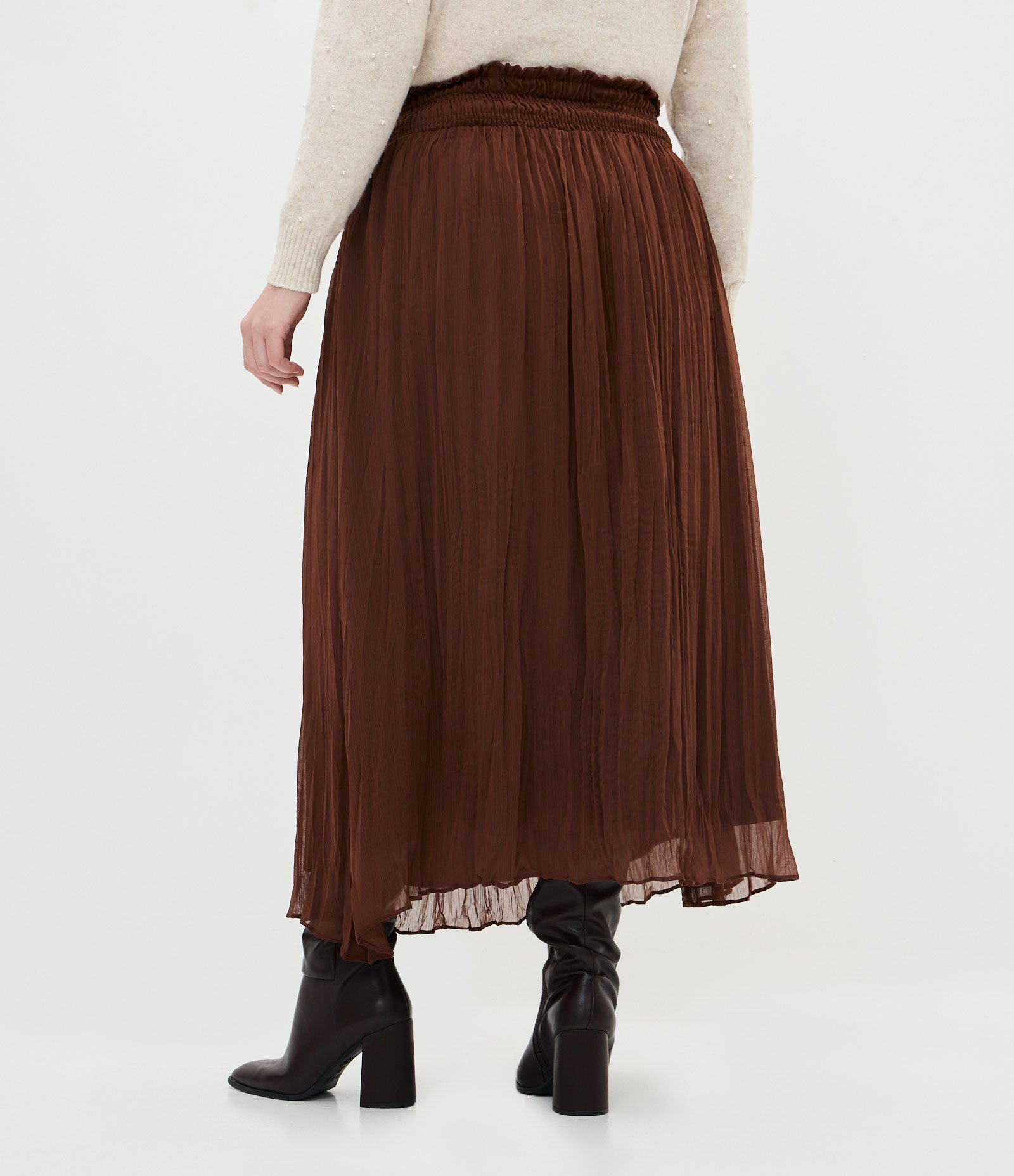 Saia Midi com Tassel e Plissada  Curve & Plus Size Marrom 4