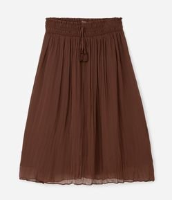 Saia Midi com Tassel e Plissada  Curve & Plus Size