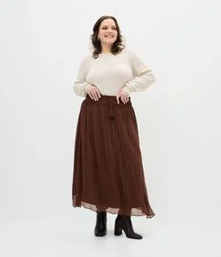 Saia Midi com Tassel e Plissada  Curve & Plus Size