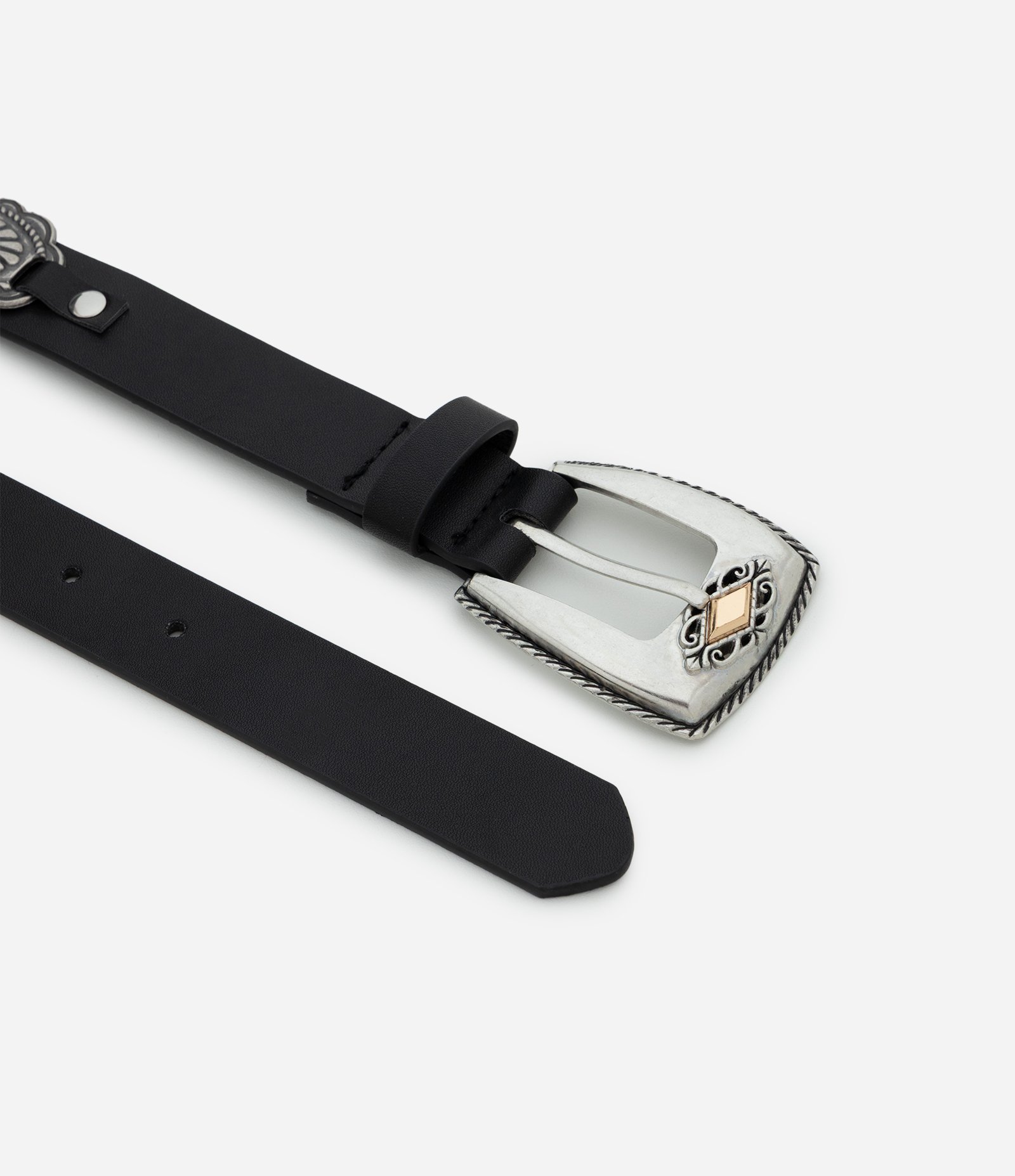 Cinto Médio em PU com Medalhas Aplicadas Preto 3
