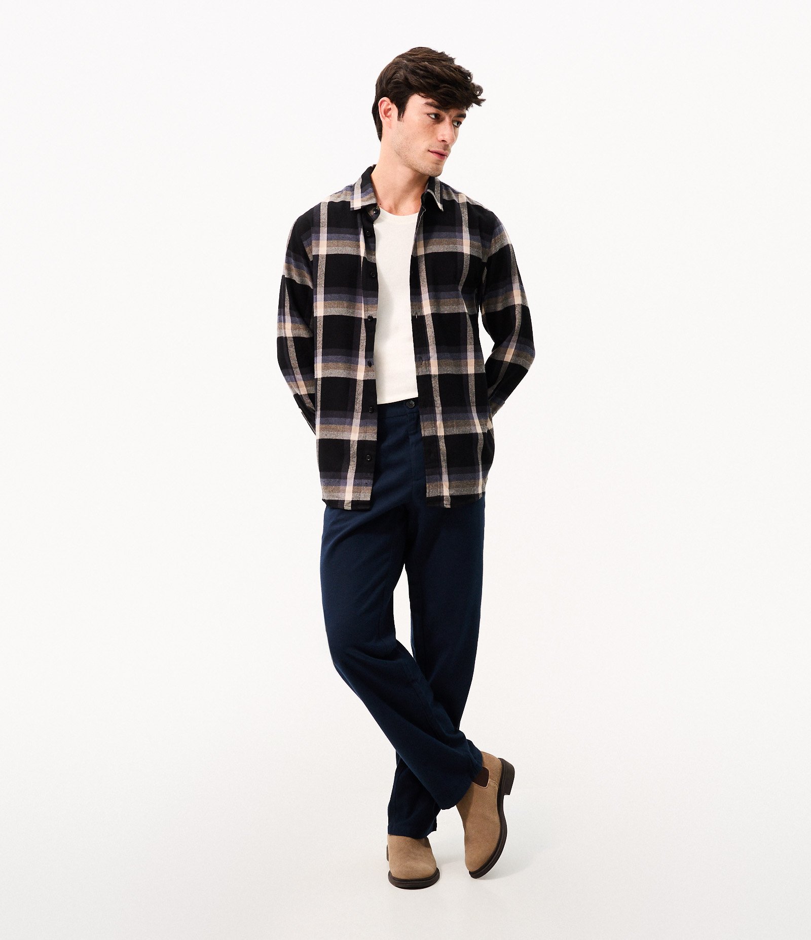 Camisa Flanela Xadrez Manga Longa Preto 2