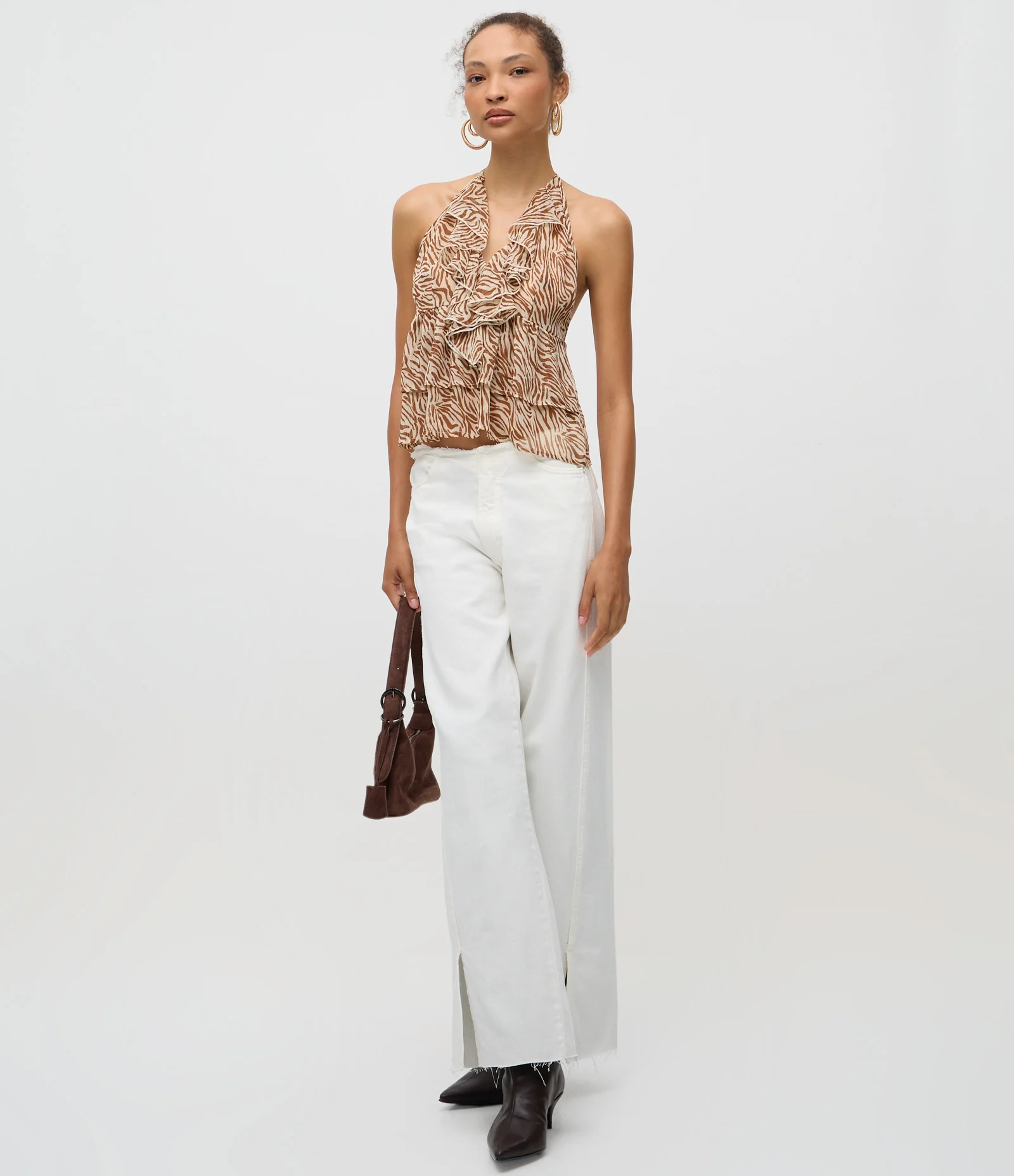 Blusa Frente Única em Chiffon com Babadinho e Estampa Animal Print Snow White 2