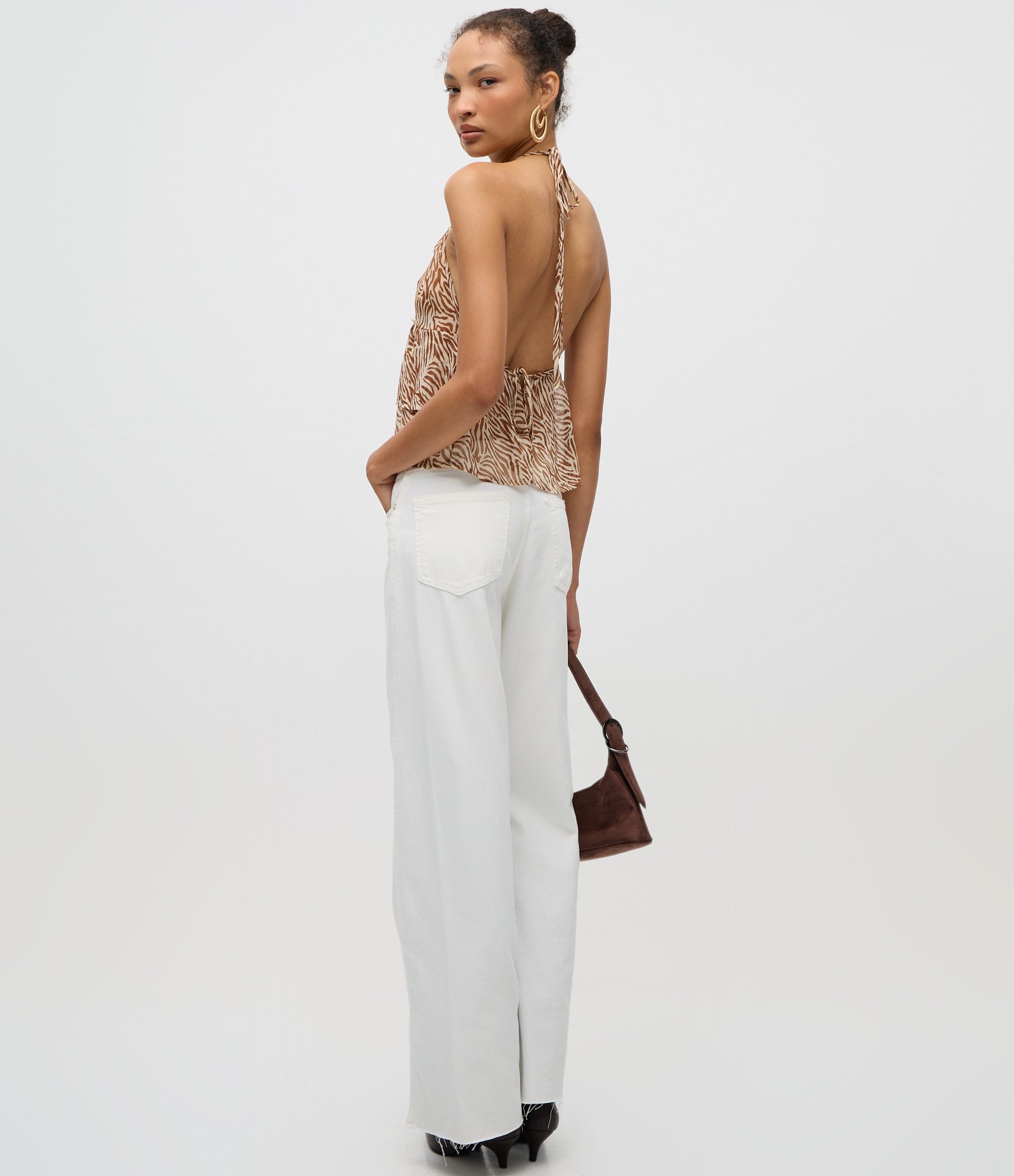 Blusa Frente Única em Chiffon com Babadinho e Estampa Animal Print Snow White 4