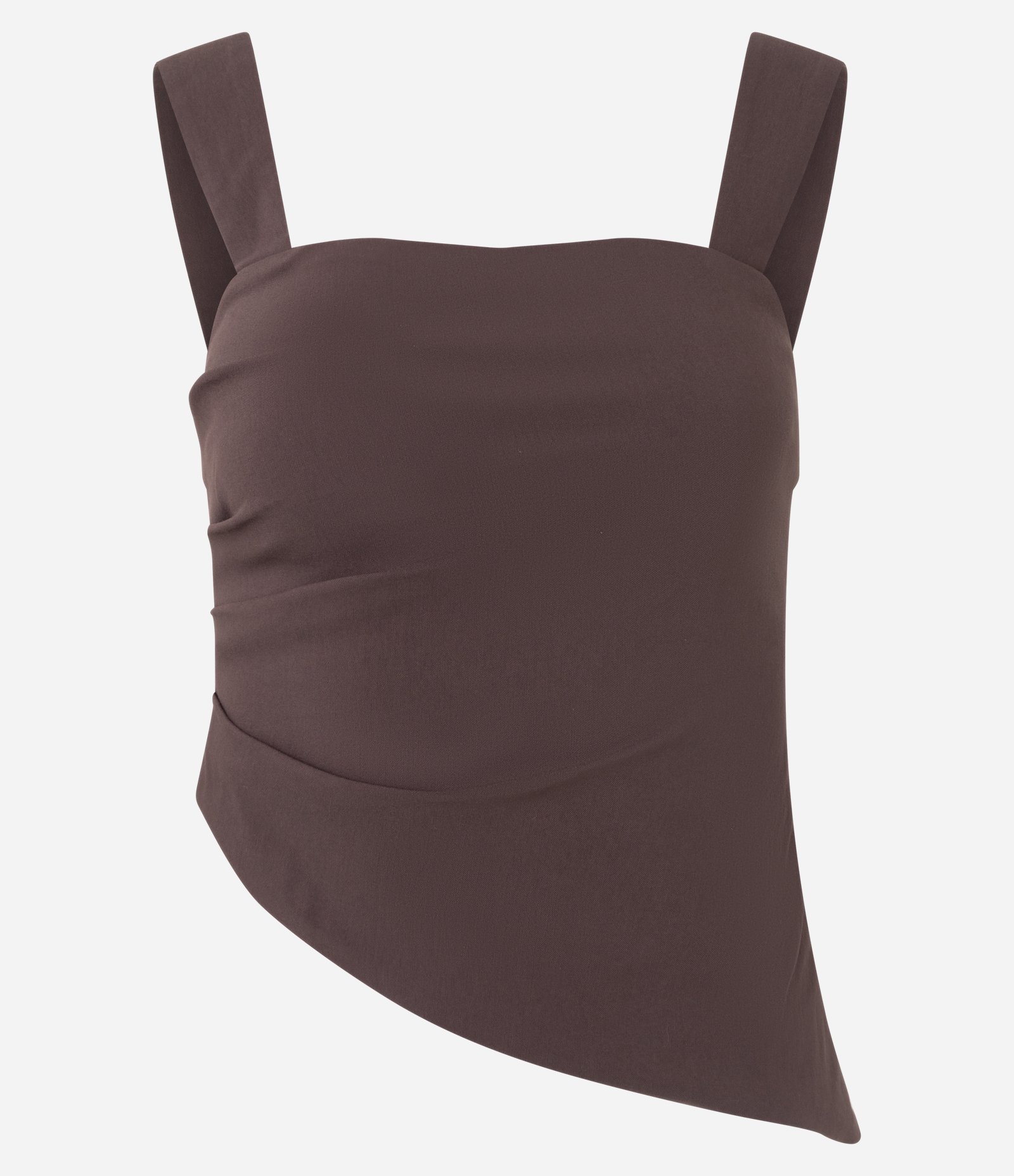Blusa Alongada em Bengaline com Barra Assimétrica Vinho 5