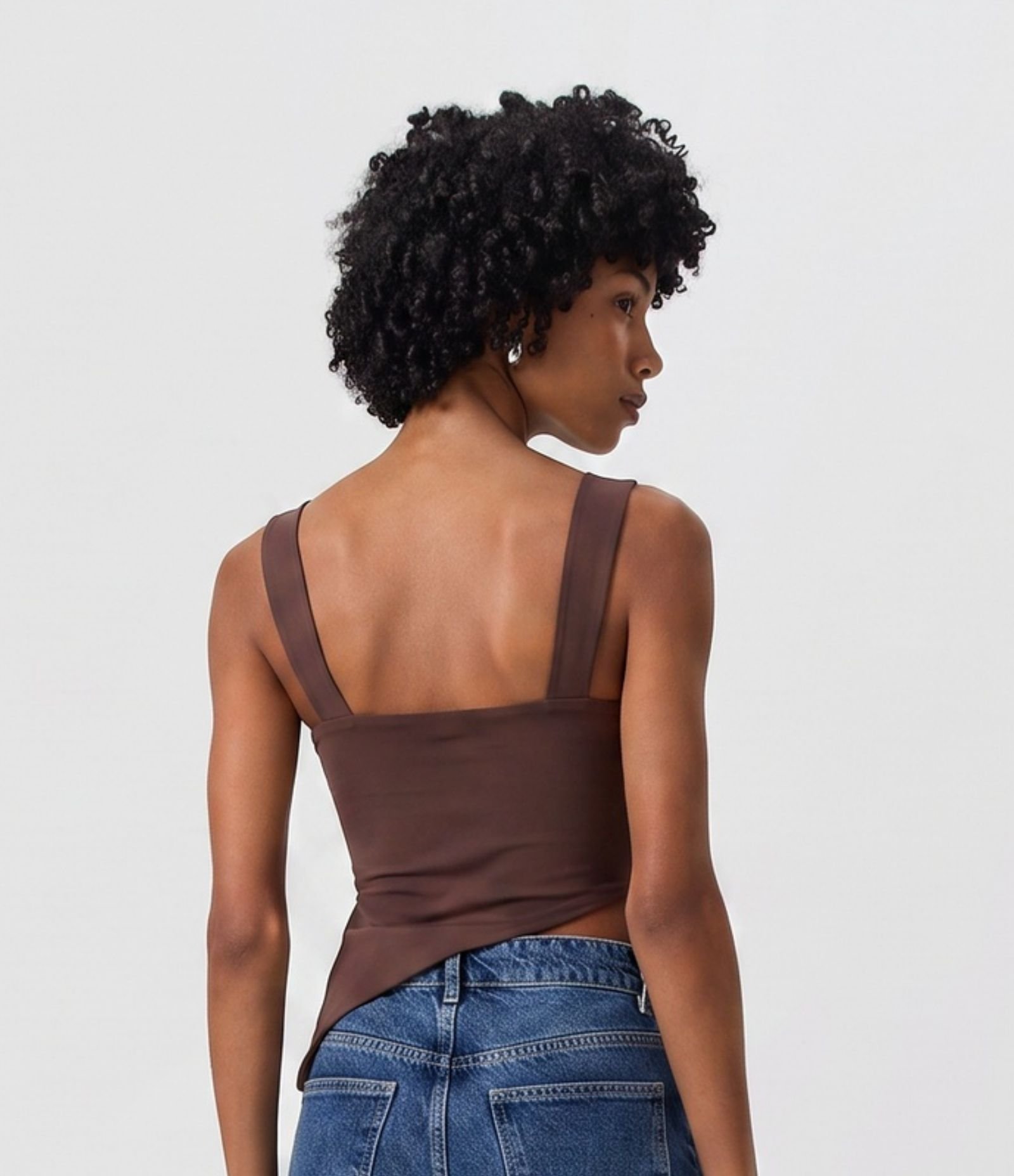 Blusa Alongada em Bengaline com Barra Assimétrica Vinho 4
