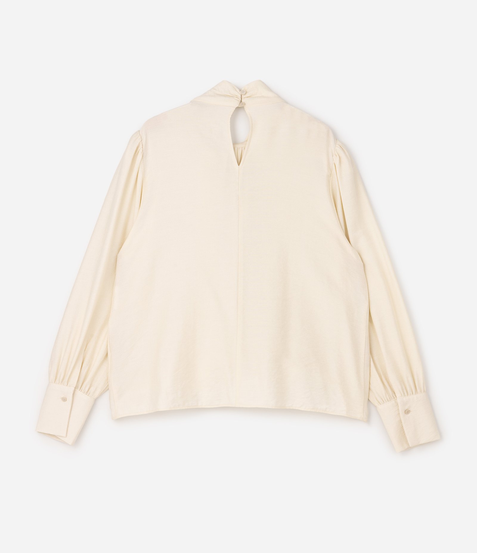 Camisa Manga Longa com Gola Laço Curve & Plus Size Bege 2