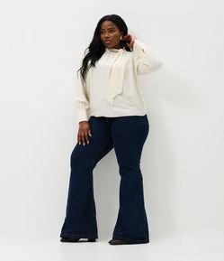 Camisa Manga Longa com Gola Laço Curve & Plus Size