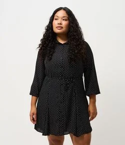 Vestido Chemise Poá com Cinto Curve & Plus Size