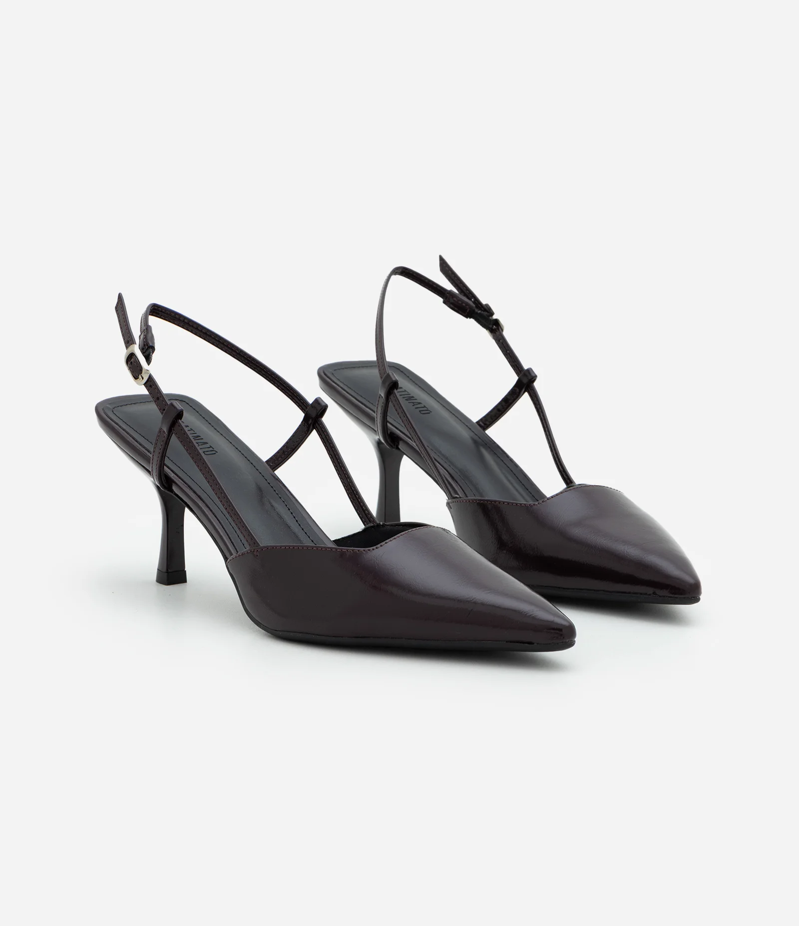 Sapato Scarpin Slingback Envernizado e Sola Quadrada Vinho 2