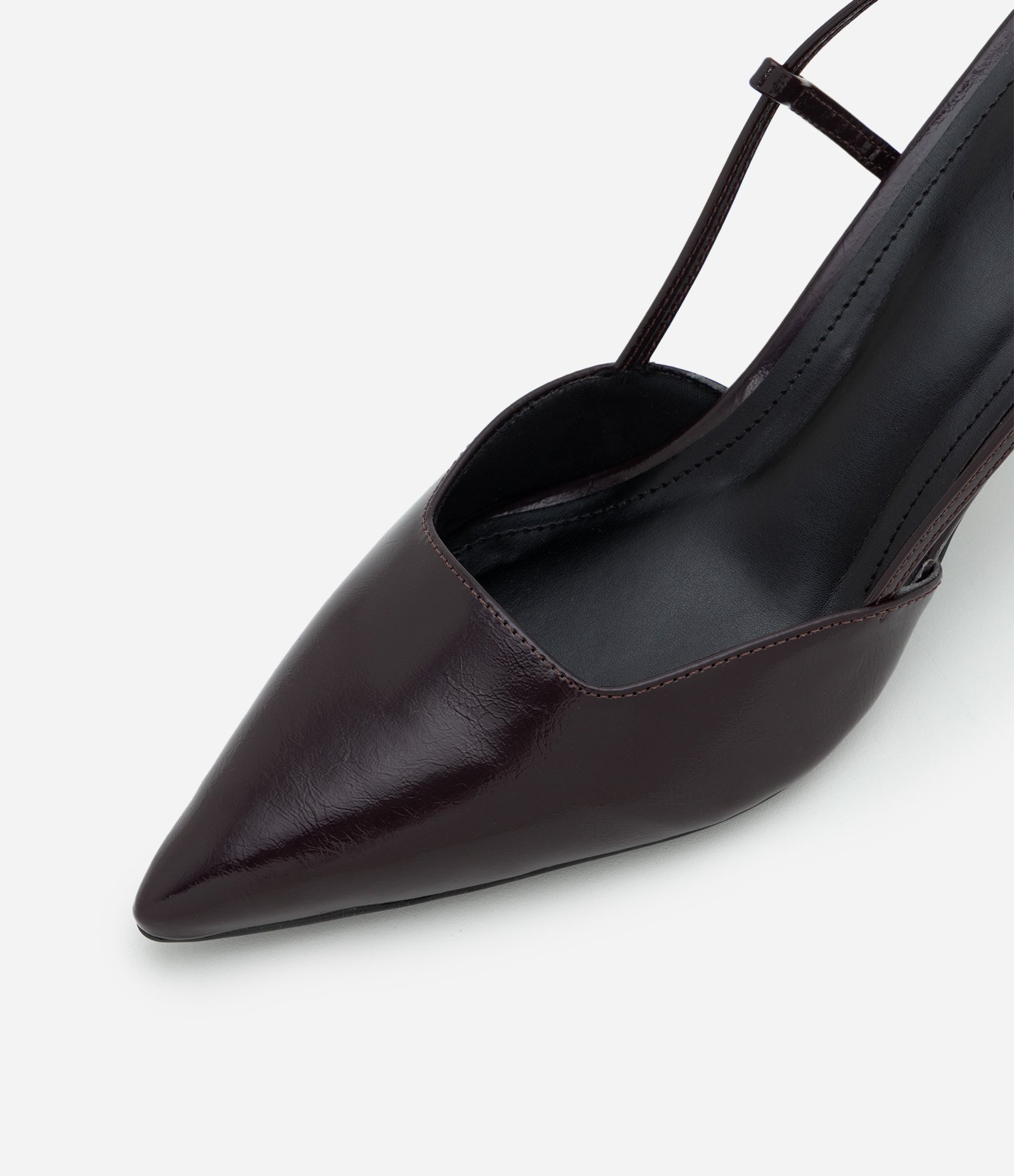 Sapato Scarpin Slingback Envernizado e Sola Quadrada Vinho 6
