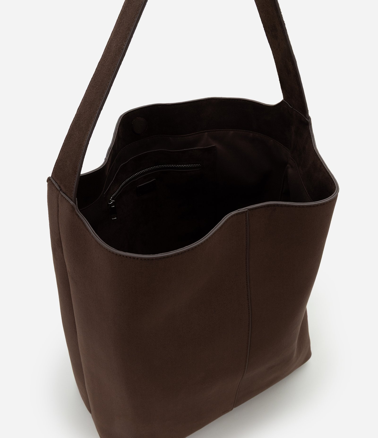 Bolsa Tote em Suede com Bolso Interno Marrom 3