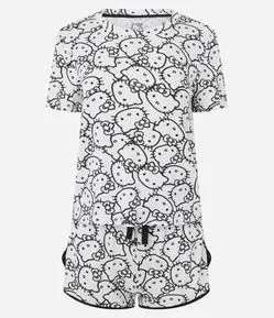 Pijama Short Doll em Viscolycra com Estampa Hello Kitty
