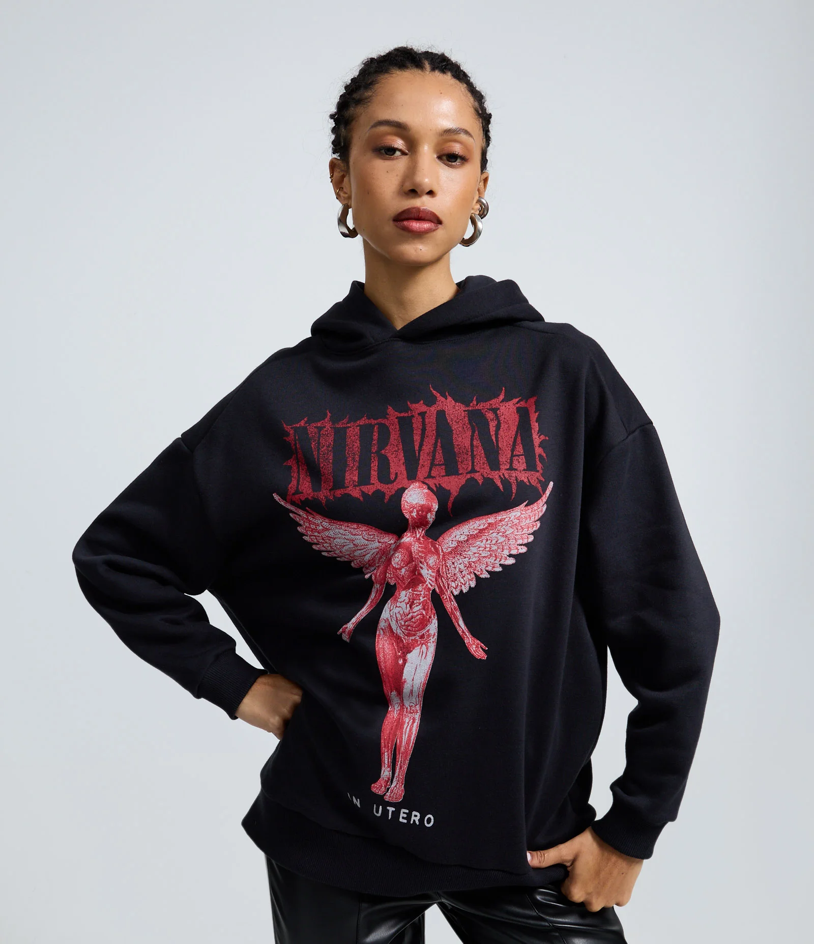 Blusão Moletom com Capuz  Estampa Nirvana In Utero Preto 1