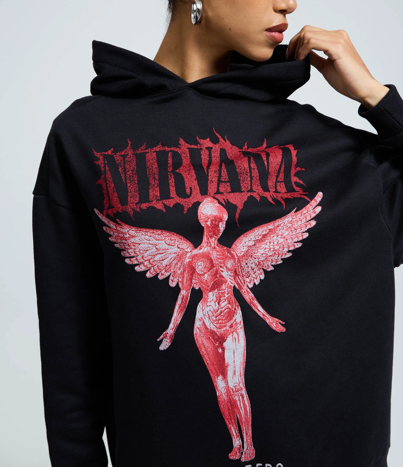 Blusão Moletom com Capuz  Estampa Nirvana In Utero Preto 3