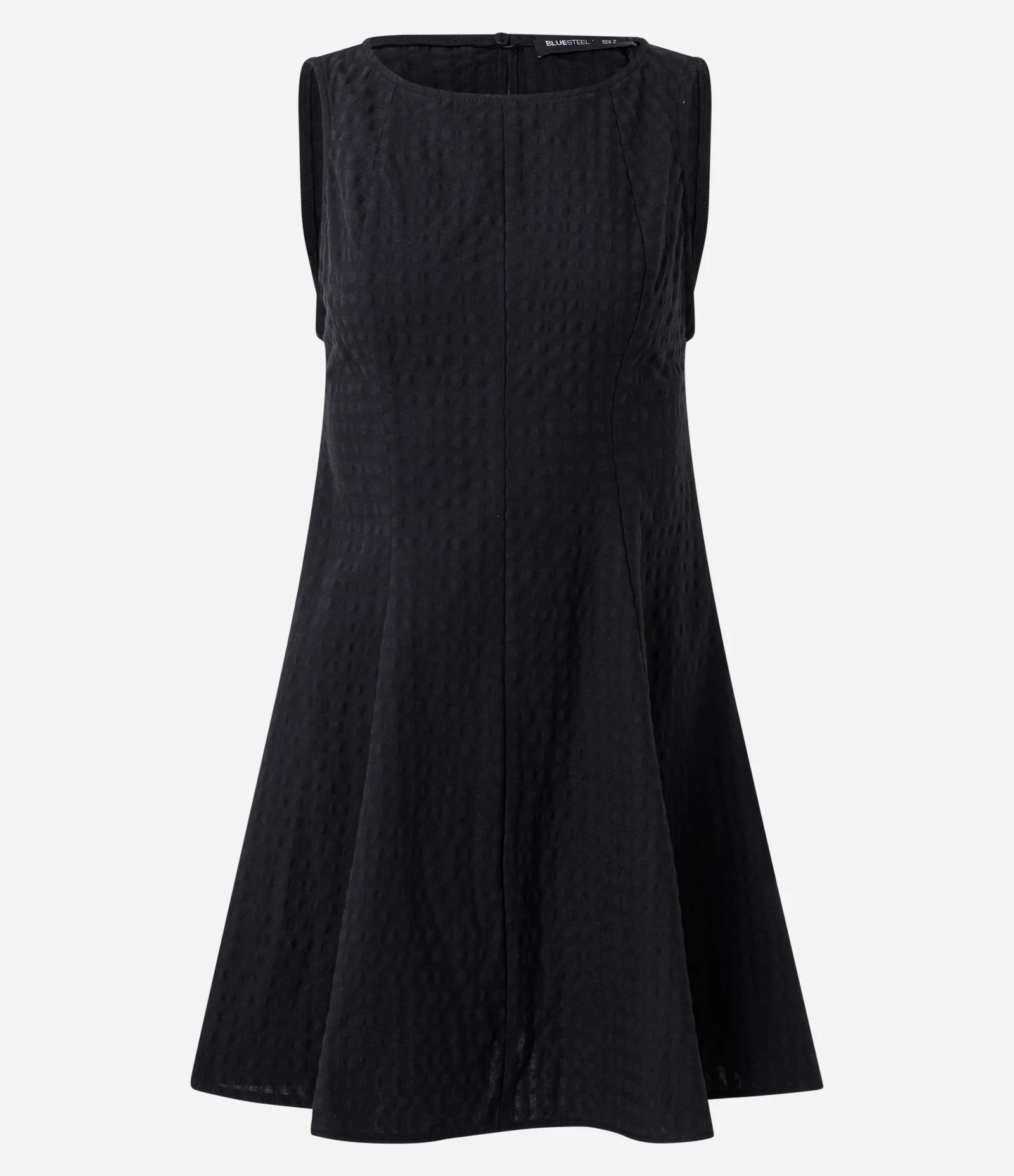 Vestido Curto Xadrez em Anarruga com Peplum Preto 1