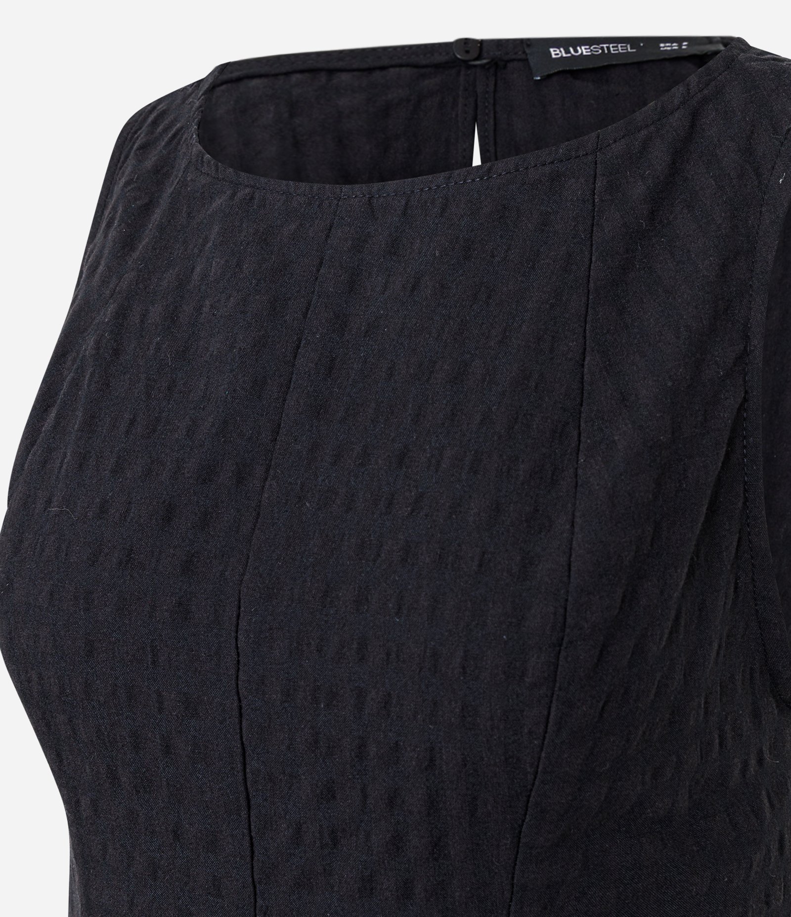 Vestido Curto Xadrez em Anarruga com Peplum Preto 2