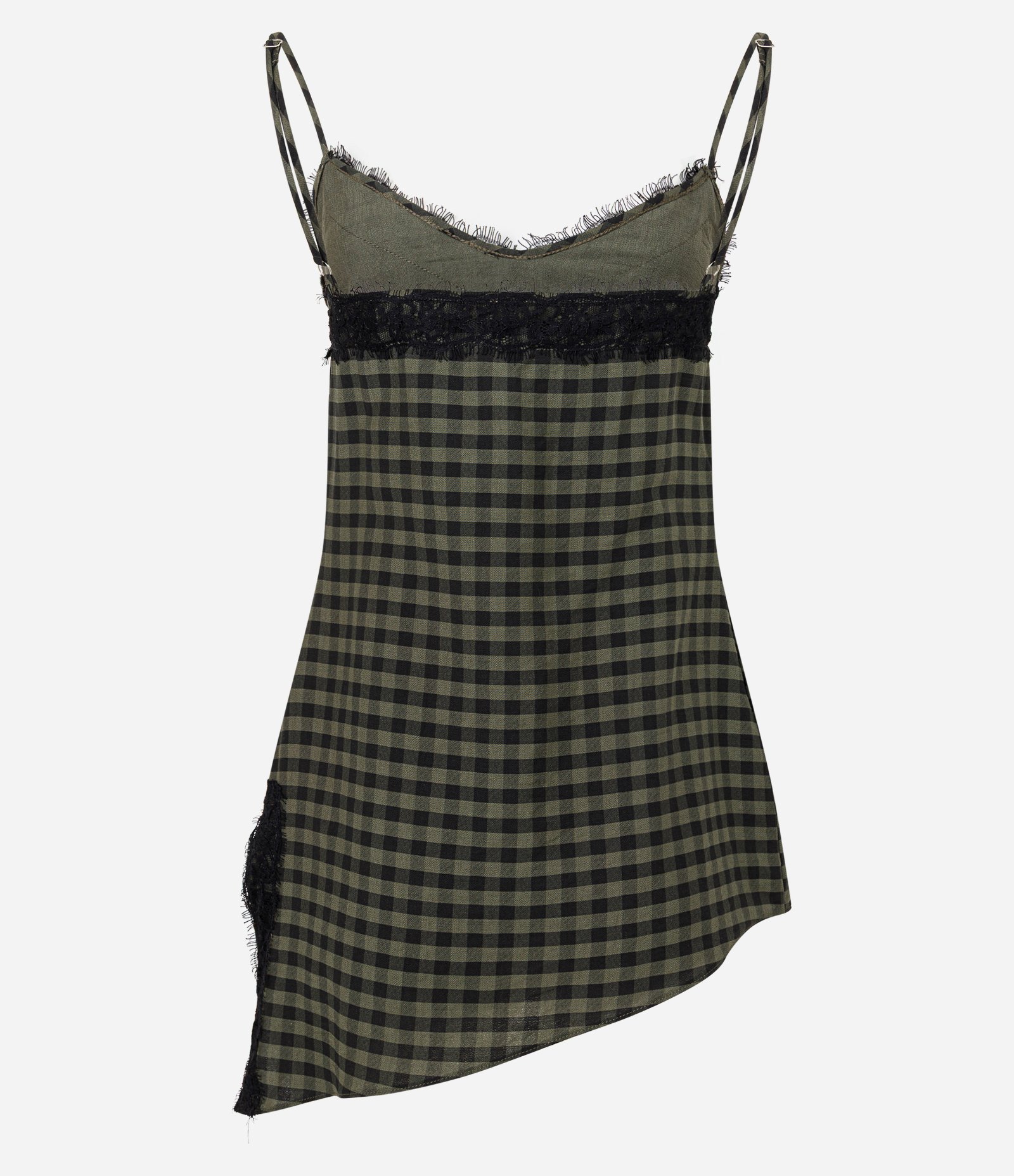 Blusa em Viscolinho com Barra Assimétrica Xadrez Verde 4