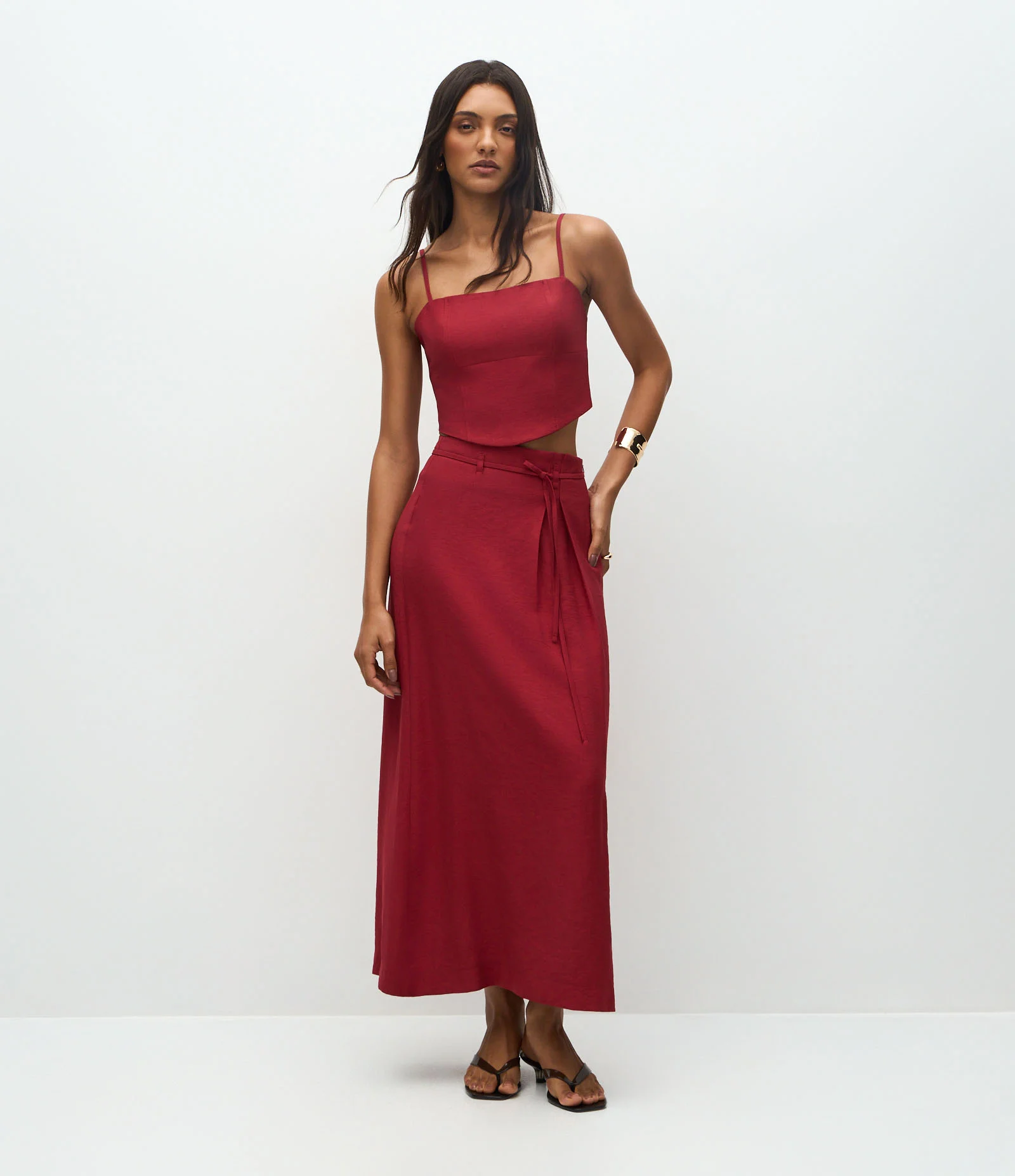 Blusa Alfaiatada em Viscose com Alças Finas Vermelho 2