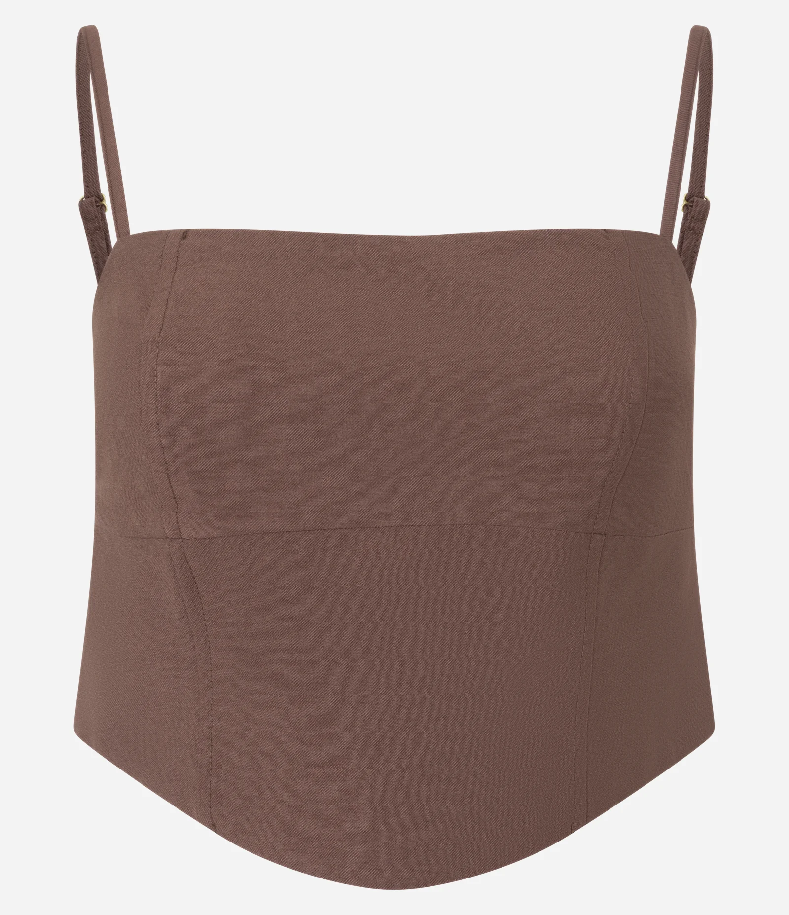 Blusa Alfaiatada em Viscose com Alças Finas Marrom 1