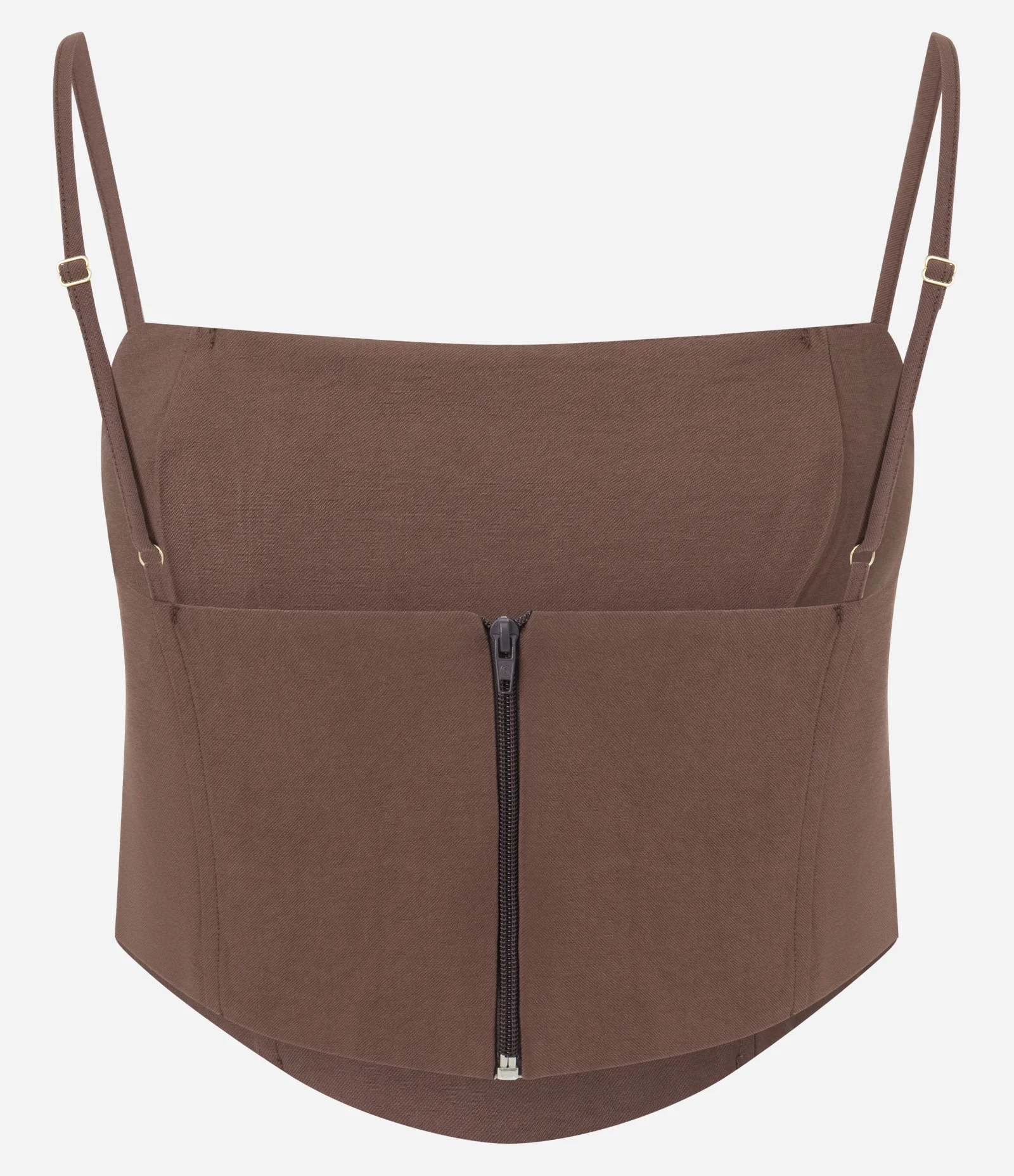 Blusa Alfaiatada em Viscose com Alças Finas Marrom 2