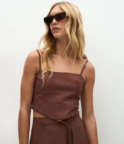 Blusa Alfaiatada em Viscose com Alças Finas