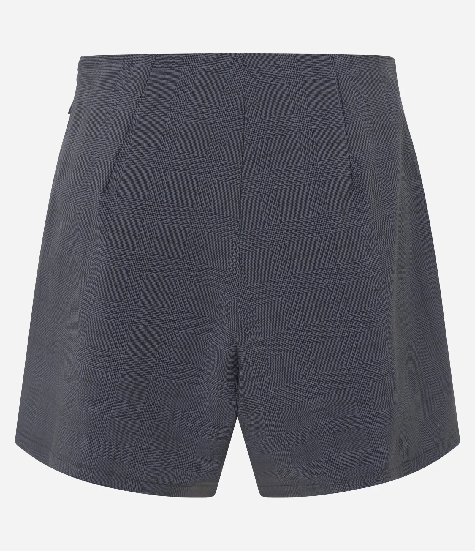 Short Saia em Viscolinho com Transpasse e Estampa Quadriculada Cinza 2