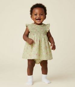 Vestido Infantil com Calcinha Estampa Jardim Fantástico – Tam 3 a 18 Meses