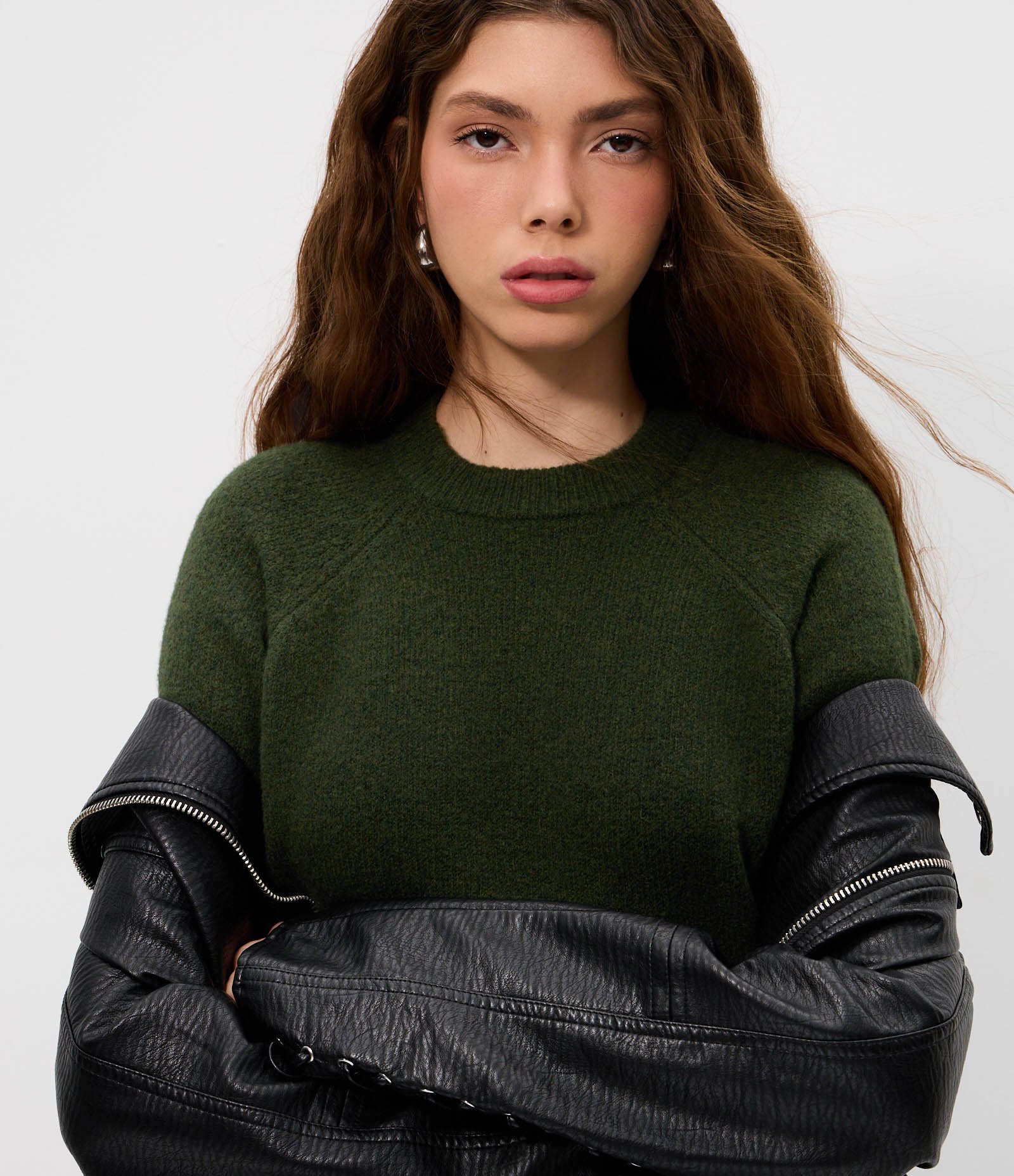 Suéter em Tricô com Manga Raglan Verde 4