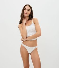 Conjunto de Blusa e Calcinha com Estampa de Coração e Renda