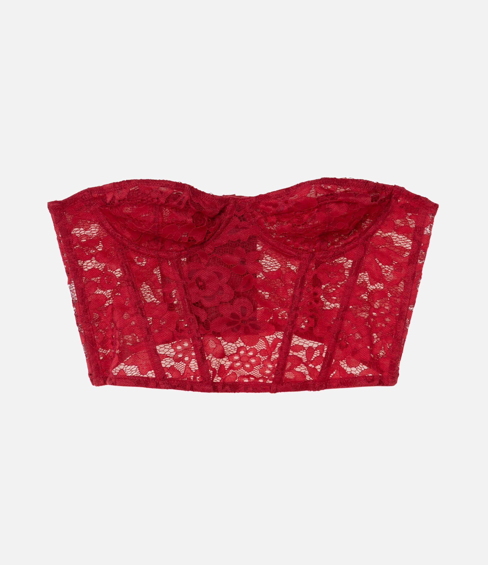 Corset em Renda Floral Sem Bojo Vermelho 4