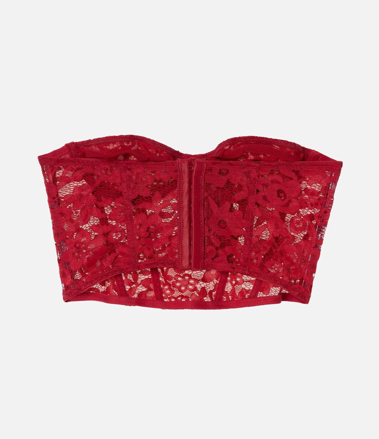 Corset em Renda Floral Sem Bojo Vermelho 5