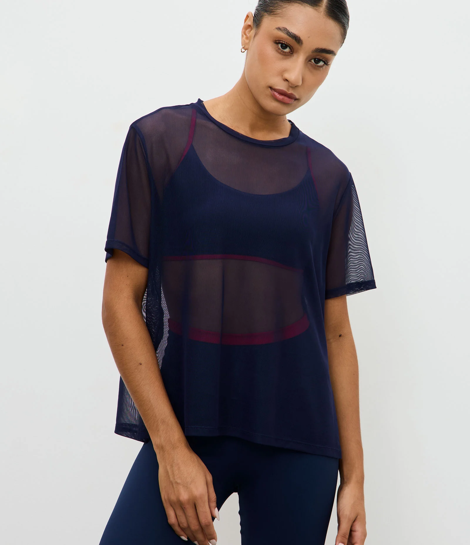 Camiseta Oversized Esportiva de Tule Azul Marinho 1