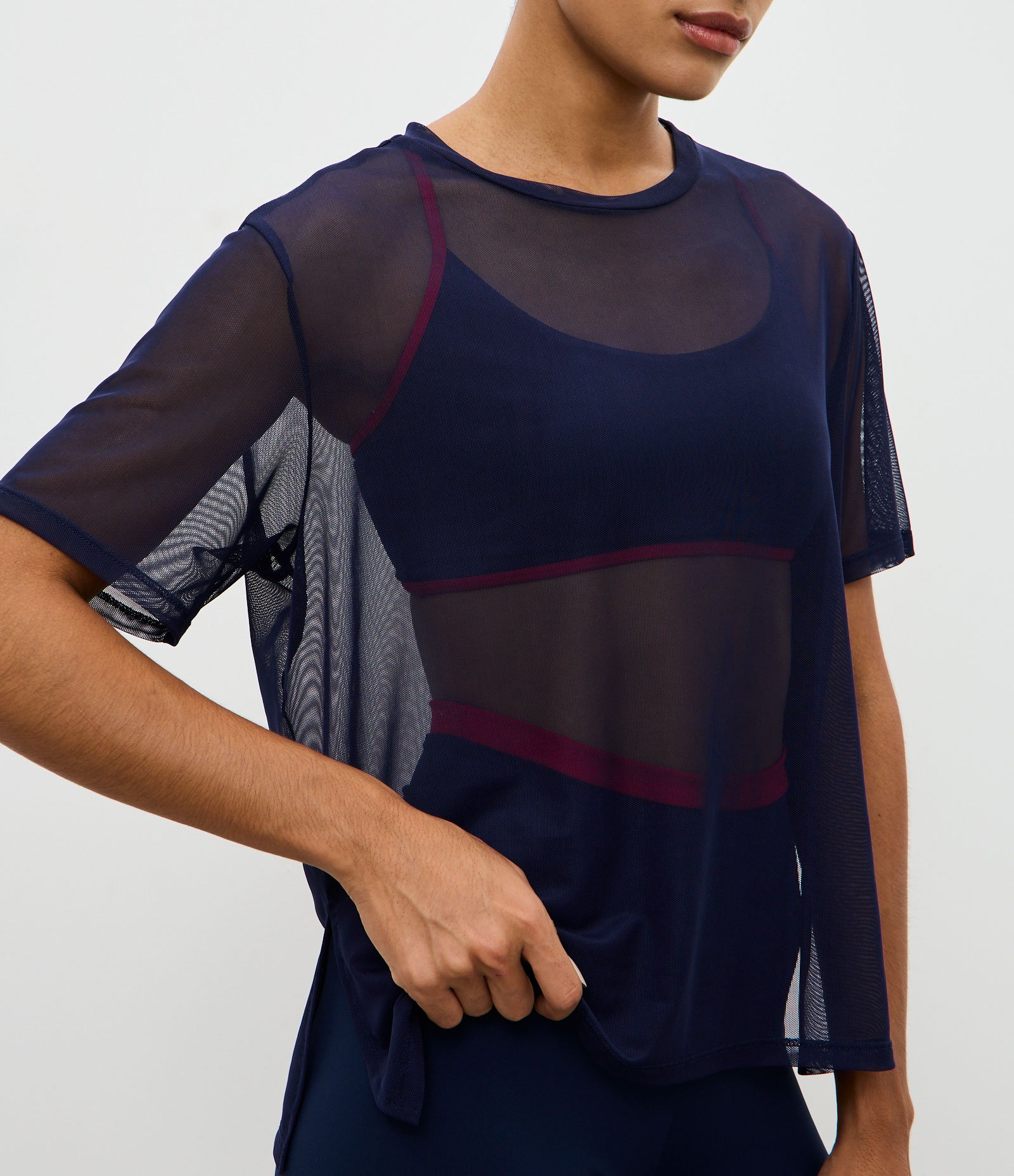 Camiseta Oversized Esportiva de Tule Azul Marinho 4