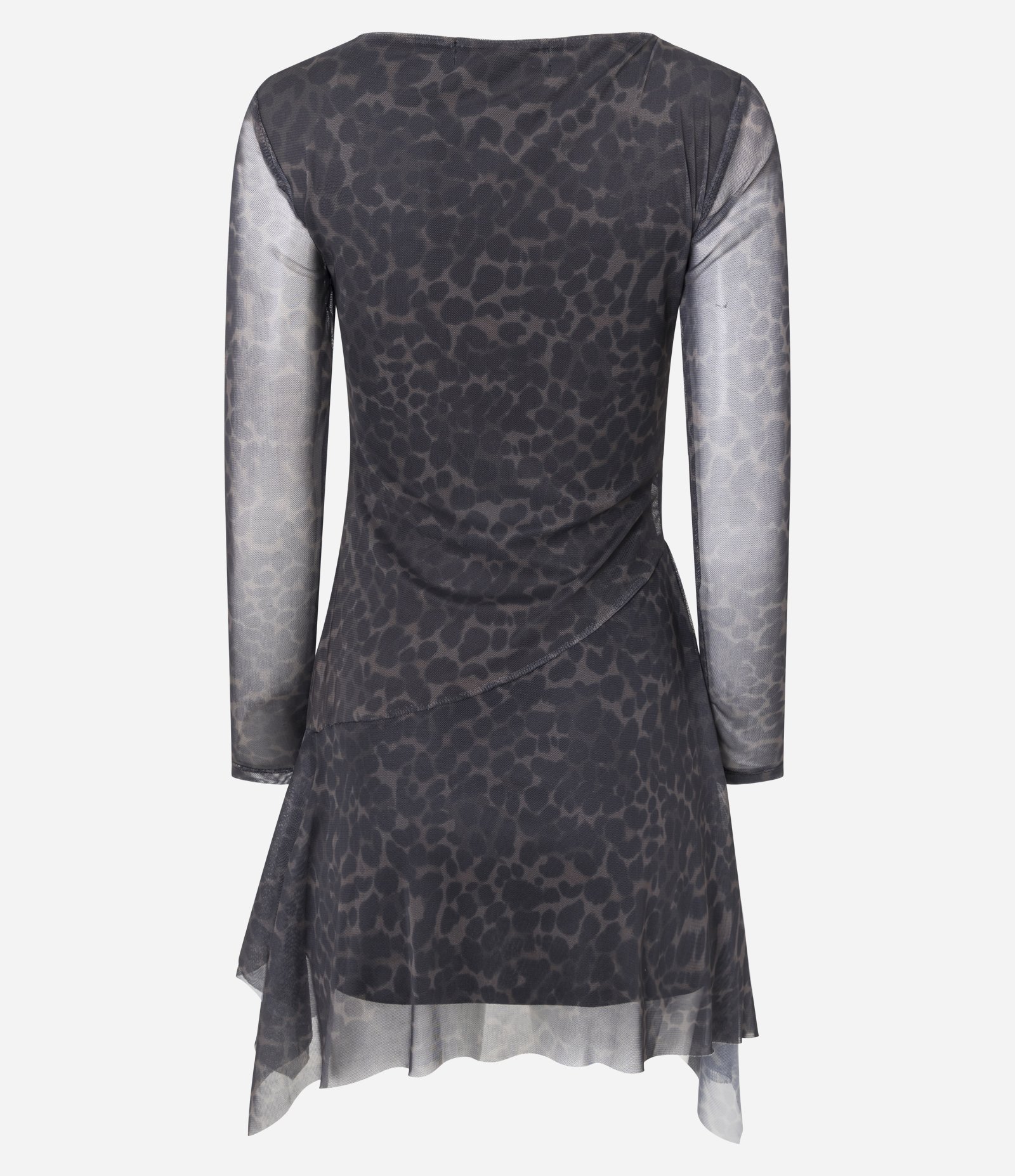 Vestido Curto em Tule com Estampa Oncinha e Transparência Preto 6