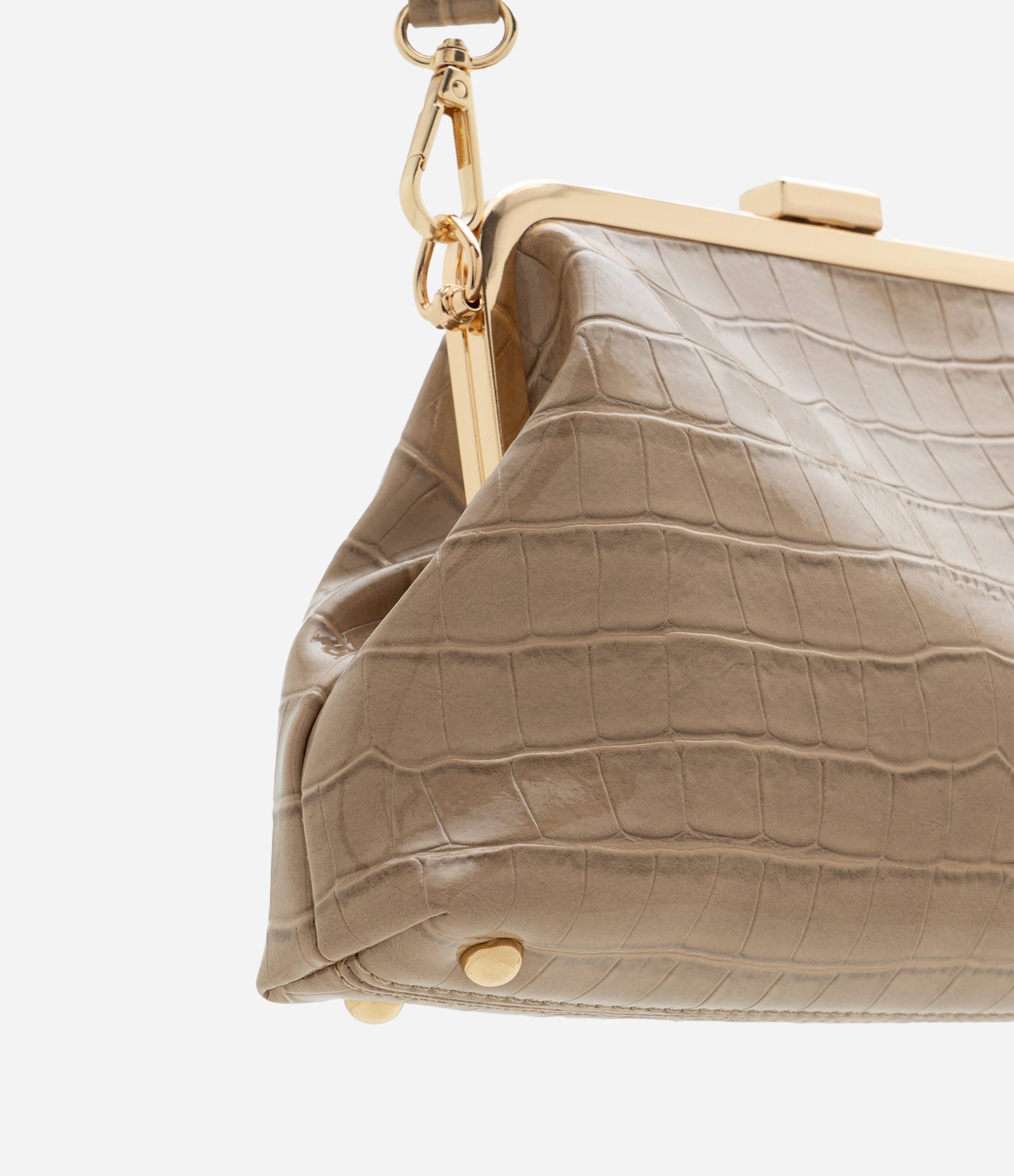 Bolsa Clutch Pequena em PU com Alça Removível Bege 3