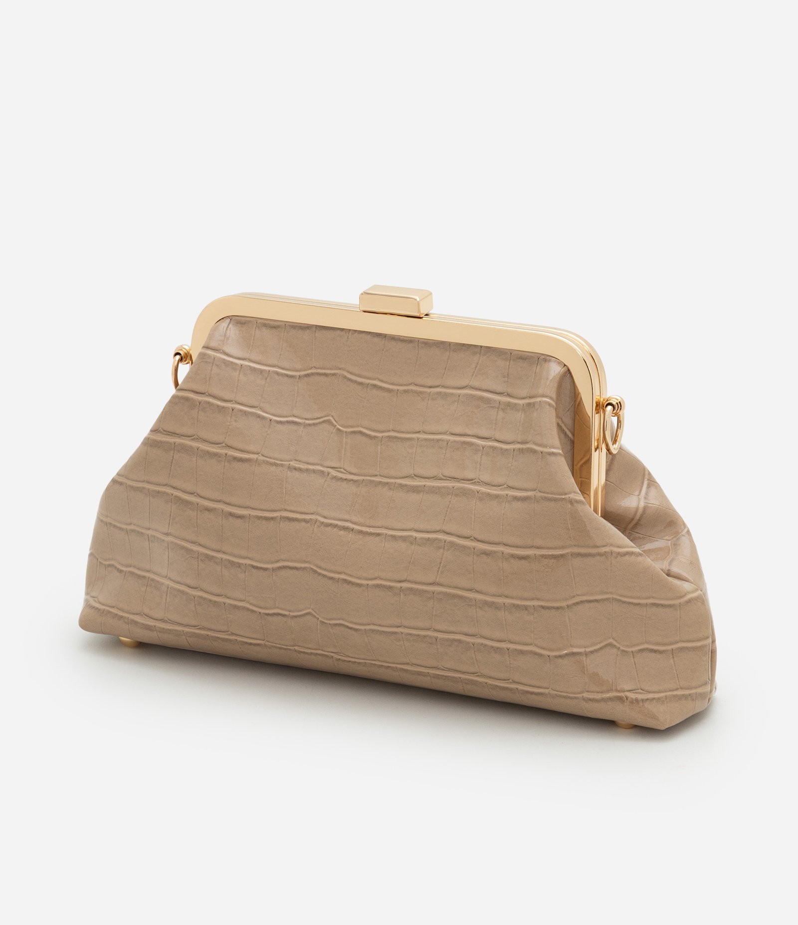 Bolsa Clutch Pequena em PU com Alça Removível Bege 5
