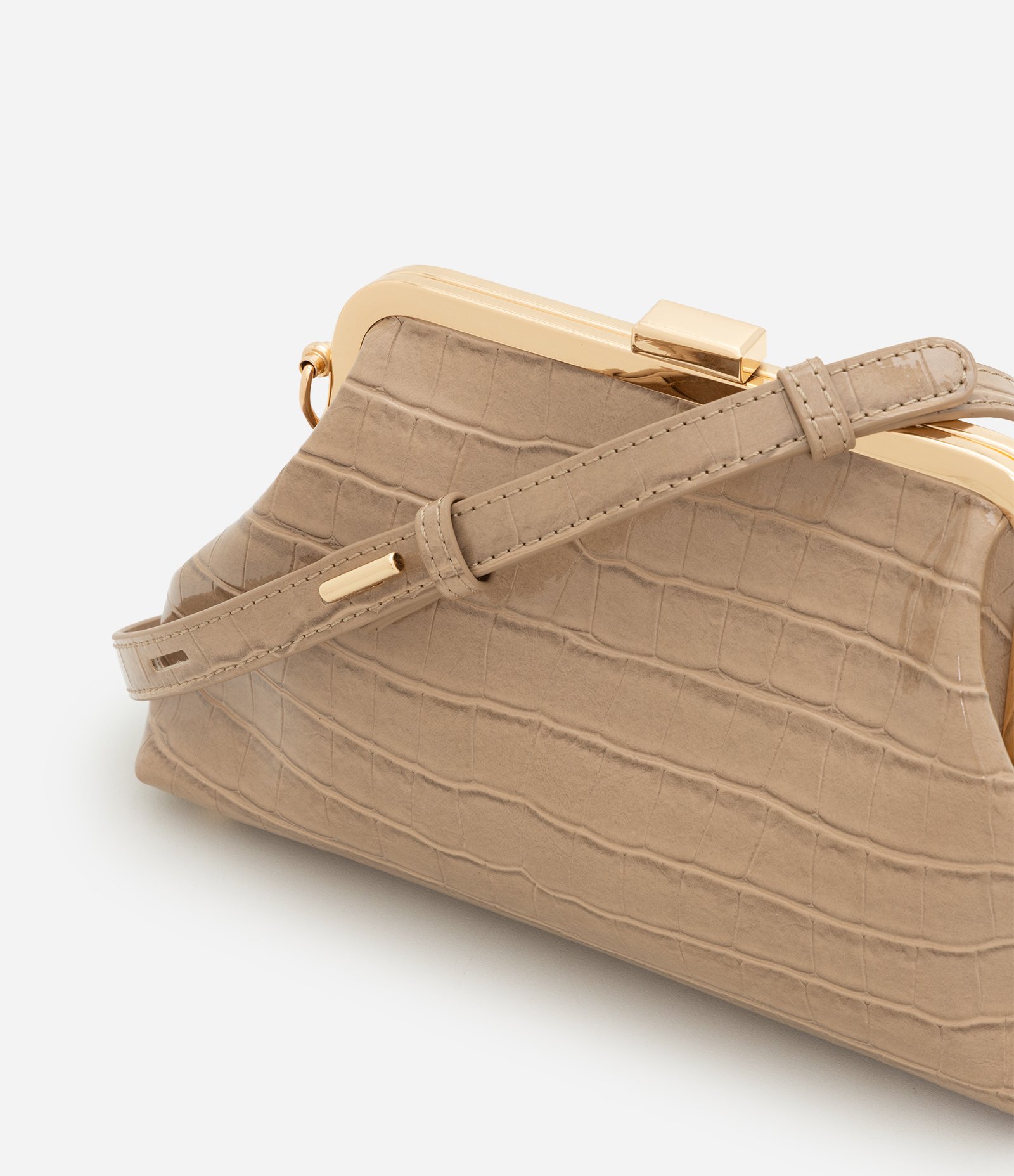 Bolsa Clutch Pequena em PU com Alça Removível Bege 6