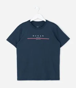Camiseta Infantil Regular com Estampa Ocean – Tam 5 a 14 Anos