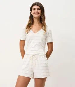 Pijama Curto em Viscolycra com Estampa Listrada