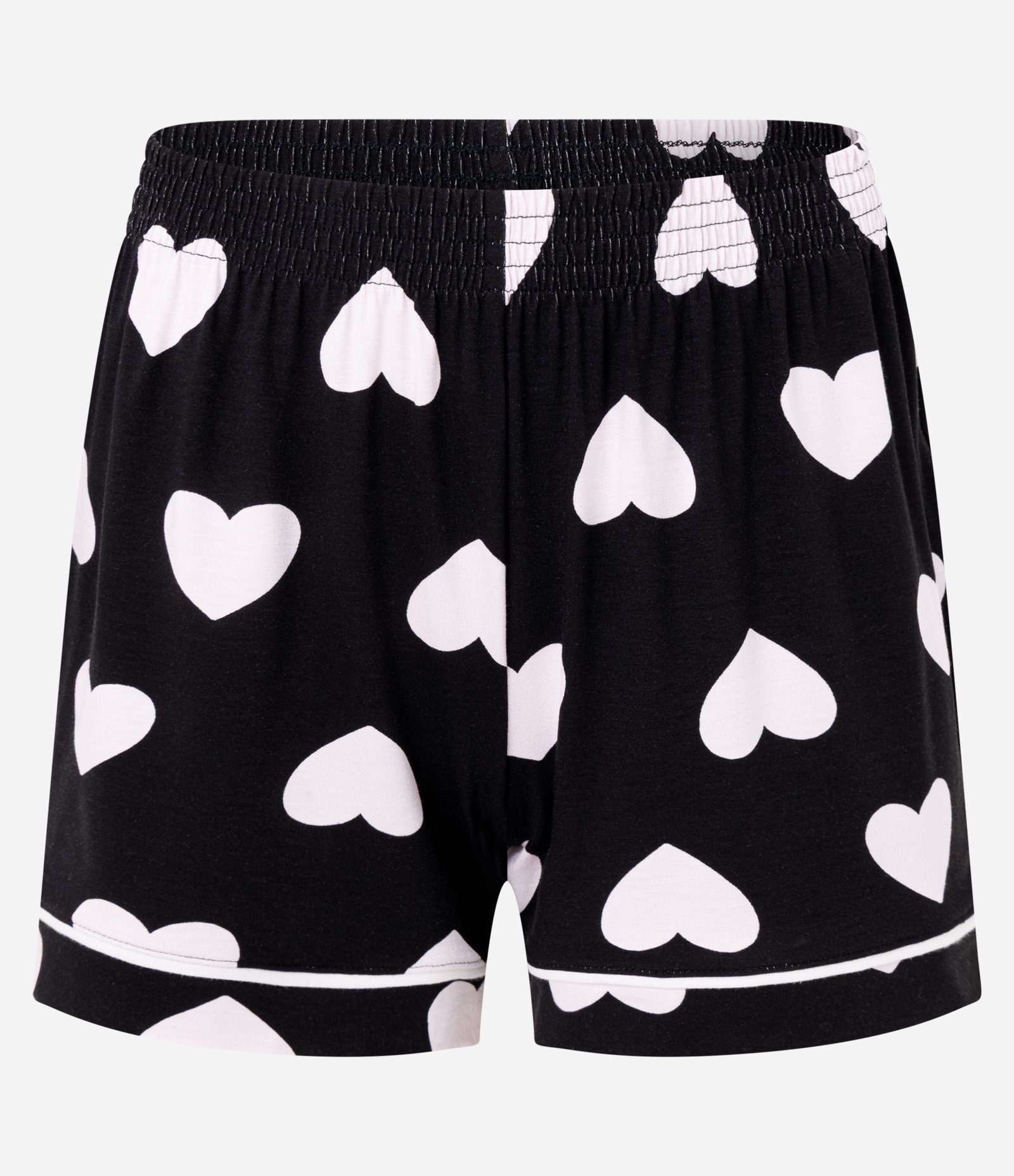Pijama Curto Americano em Viscolycra com Estampa de Corações Preto/Branco 6