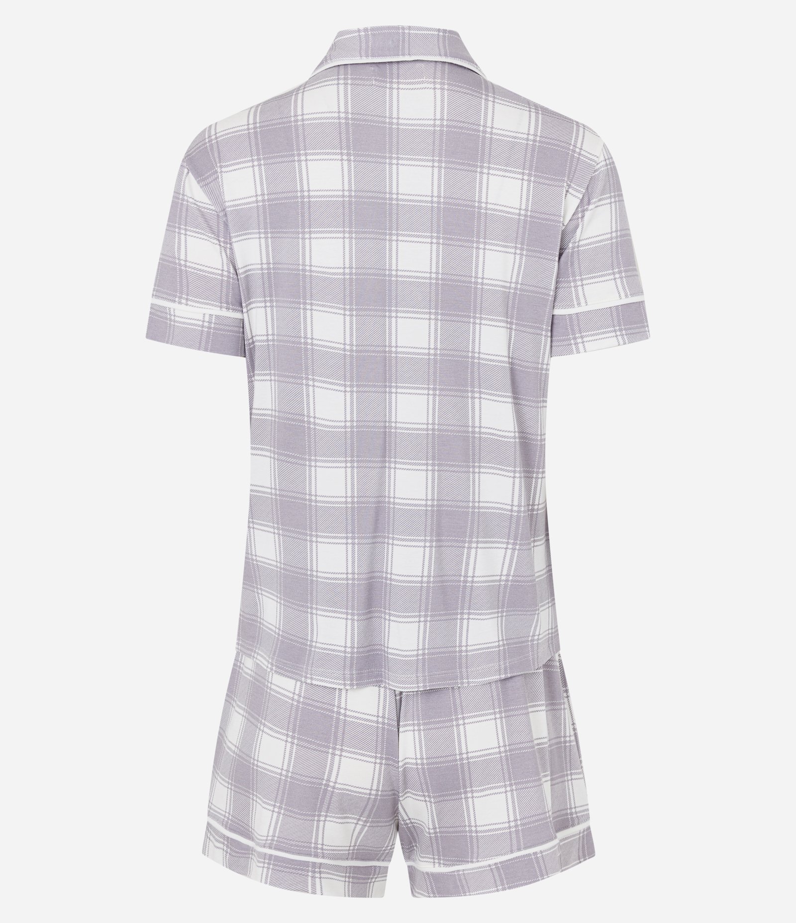 Pijama Curto Americano em Viscolycra em Xadrez Roxo 6