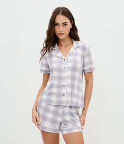 Pijama Curto Americano em Viscolycra em Xadrez