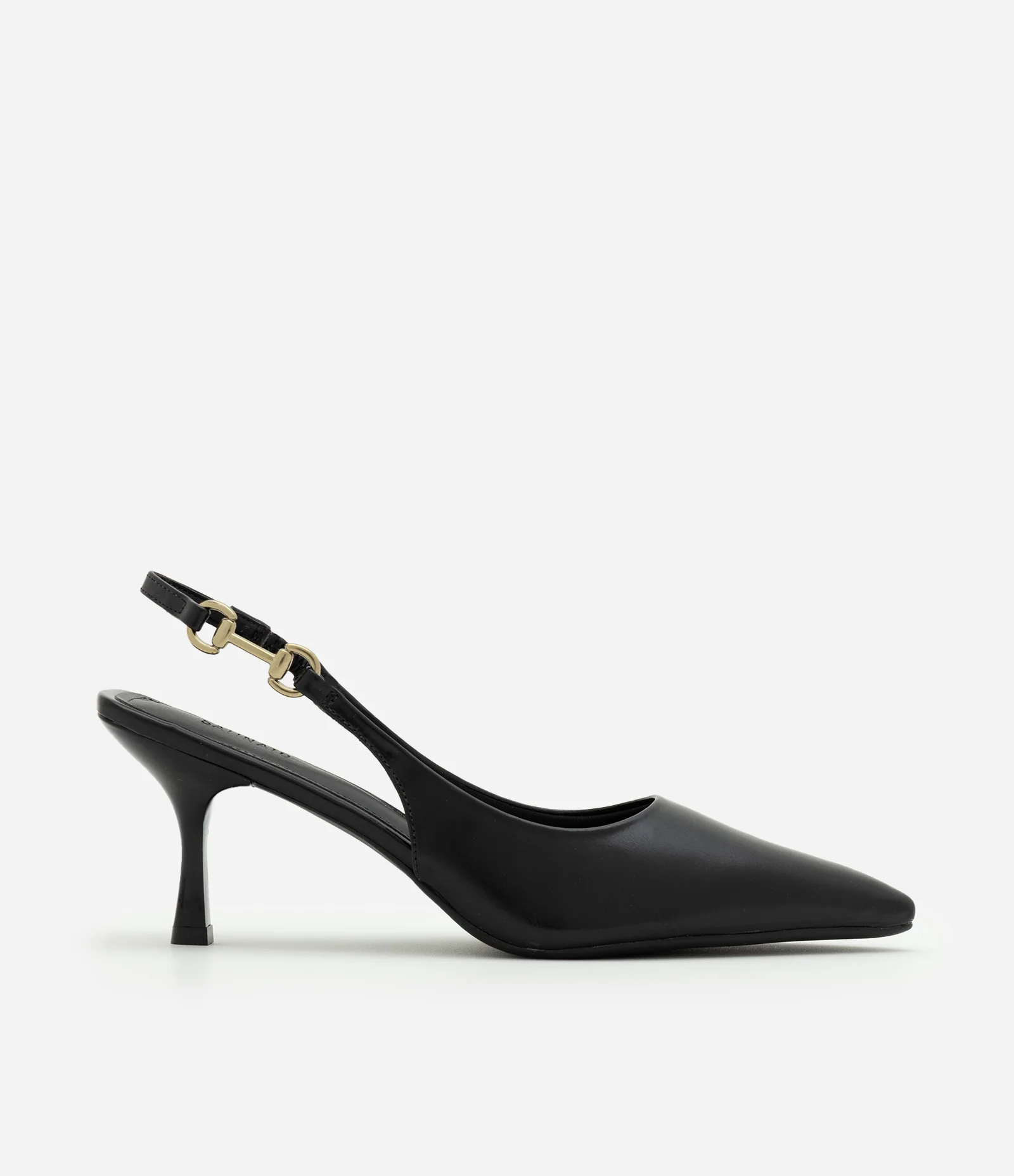 Sapato Slingback com Aviamento Lateral Preto 1