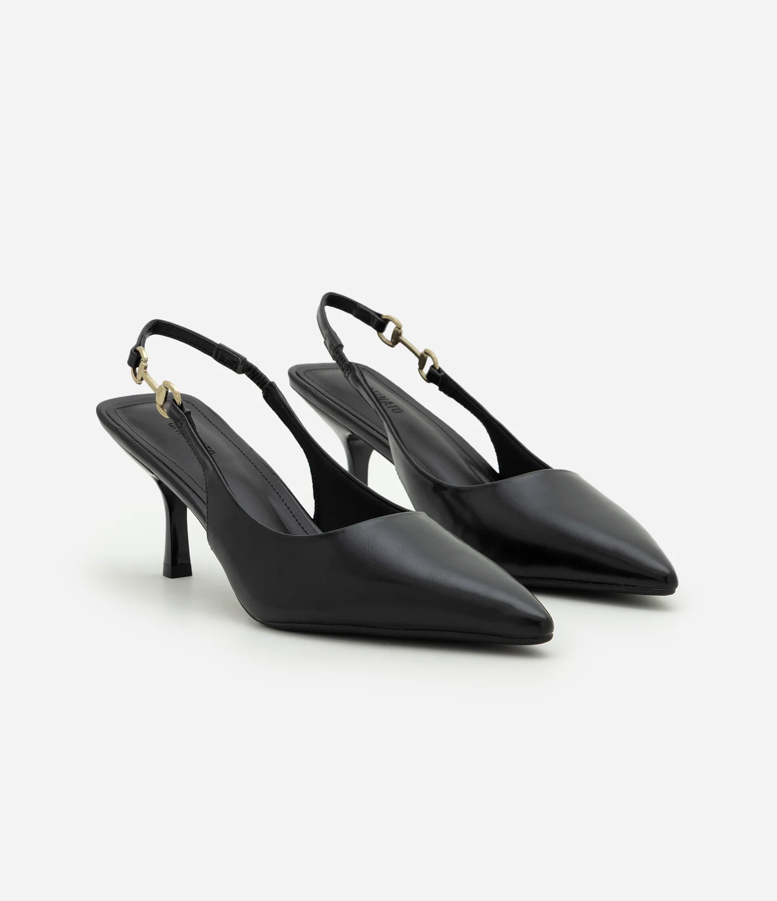 Sapato Slingback com Aviamento Lateral Preto 2