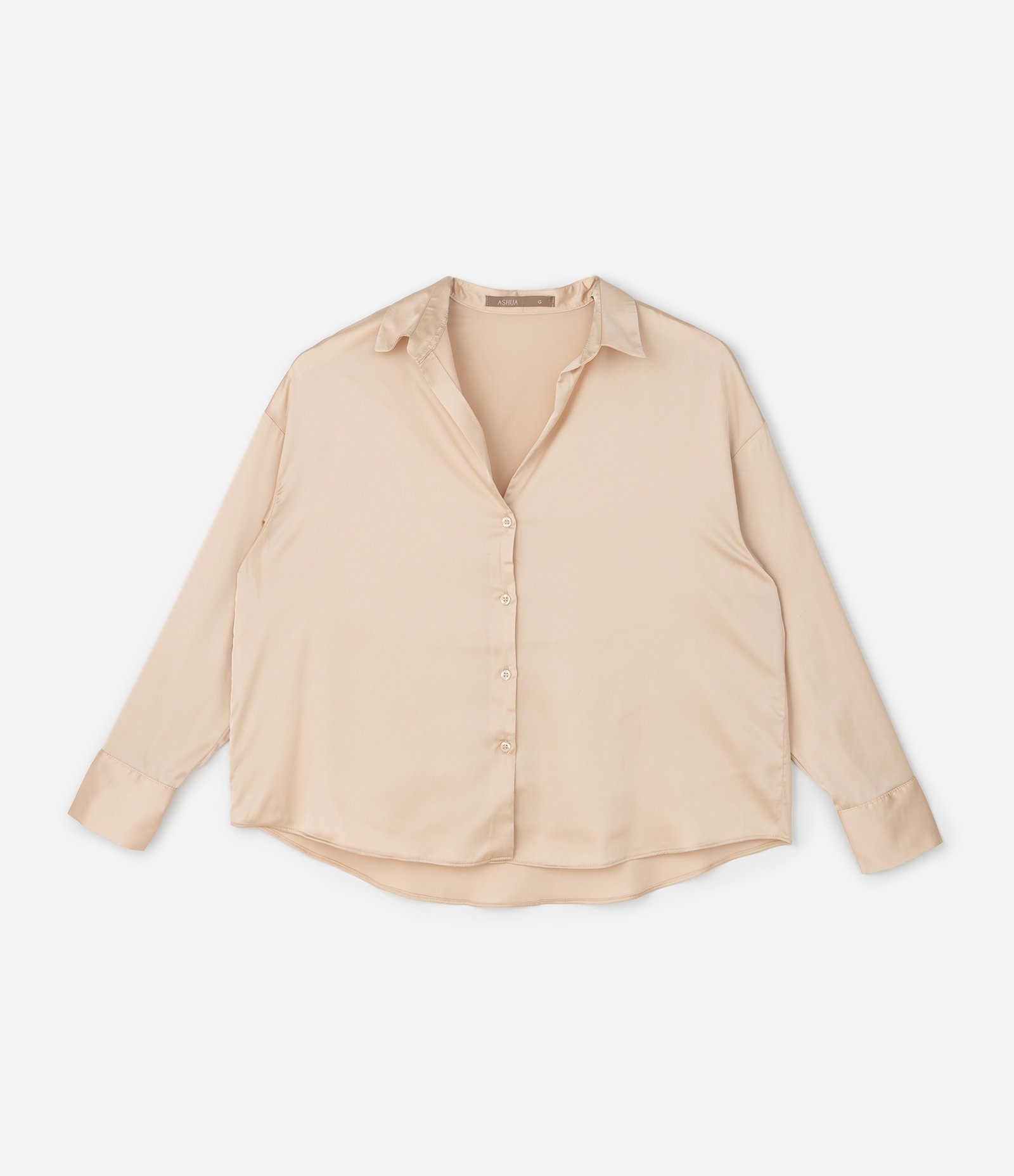 Camisa em Cetim Curve & Plus Size Bege 1