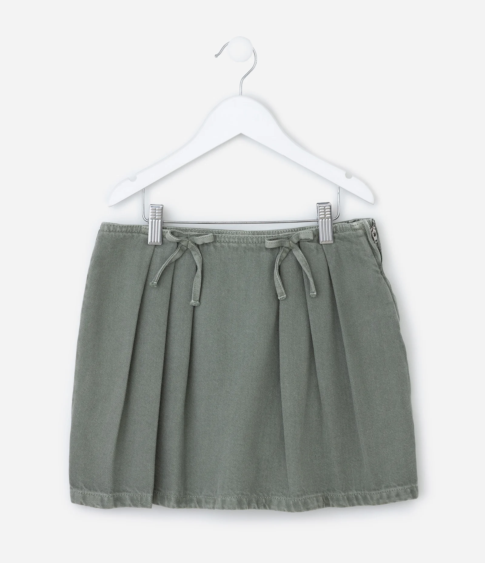 Saia Infantil em Jeans com Cordões no Cós – Tam 7 a 14 Anos Verde Acinzentado 2