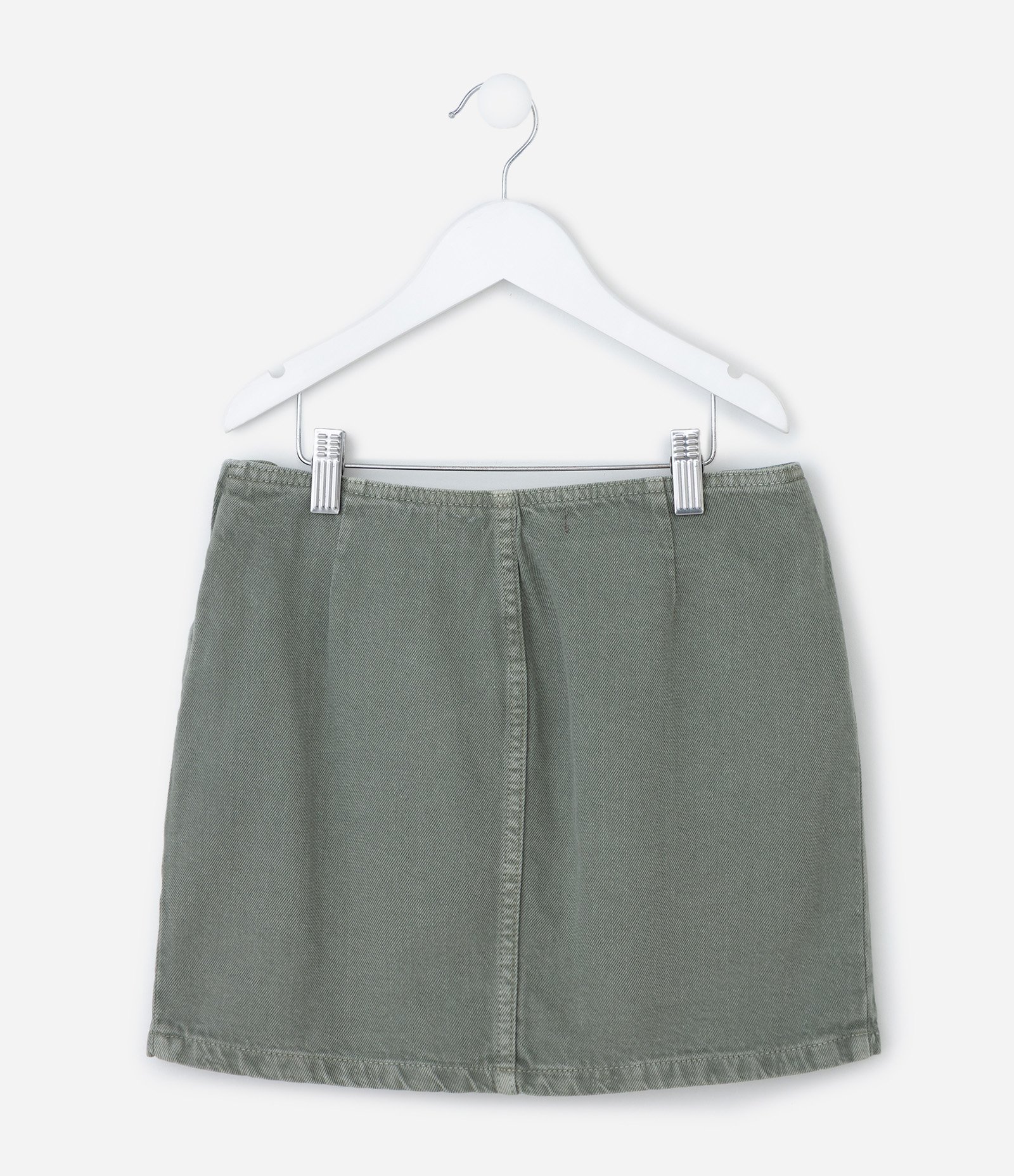 Saia Infantil em Jeans com Cordões no Cós – Tam 7 a 14 Anos Verde Acinzentado 3