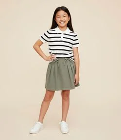 Saia Infantil em Jeans com Cordões no Cós – Tam 7 a 14 Anos
